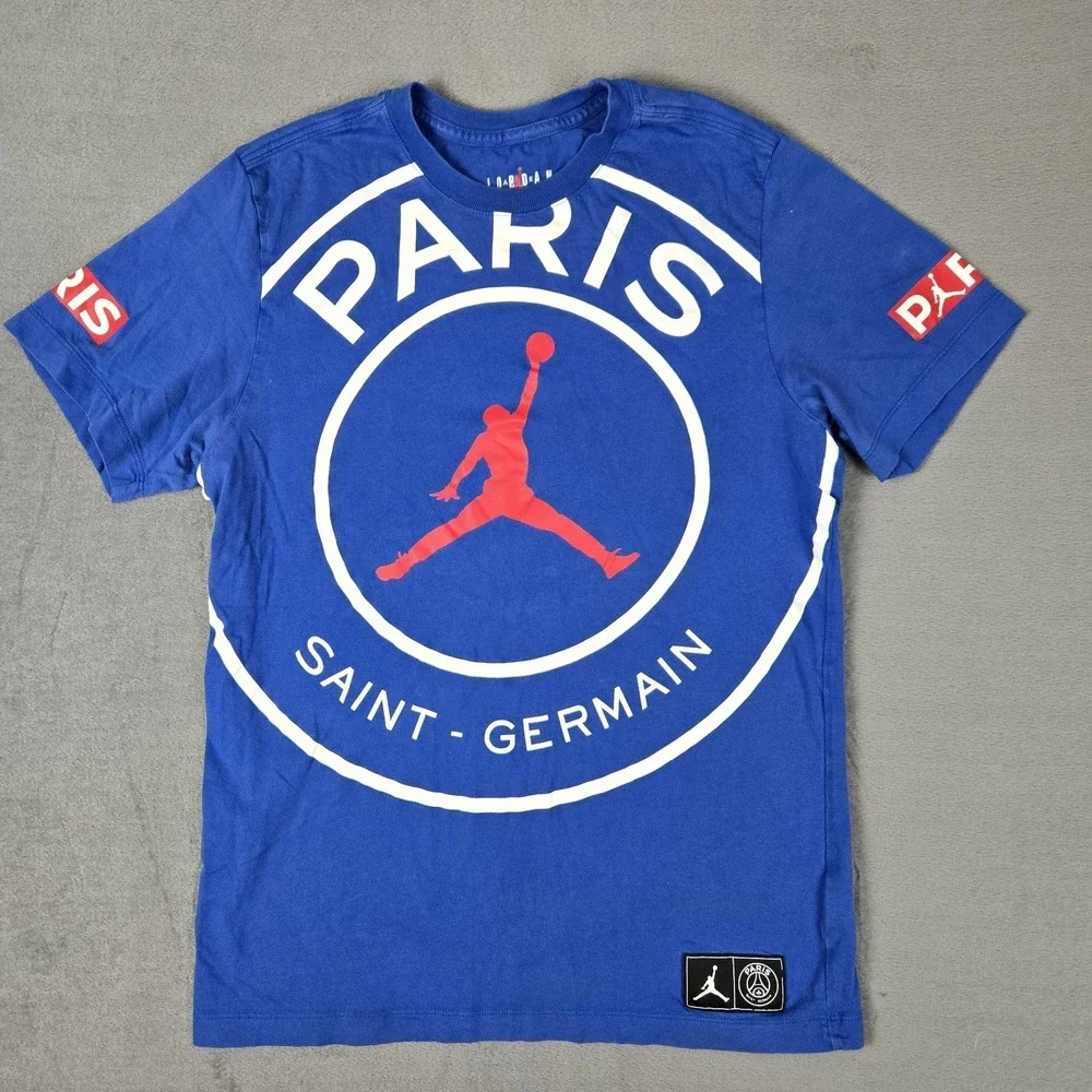 Nike Air Jordan‎ x Paris Saint Germain T-Shirt Mens Small Blue Jumpman Logo